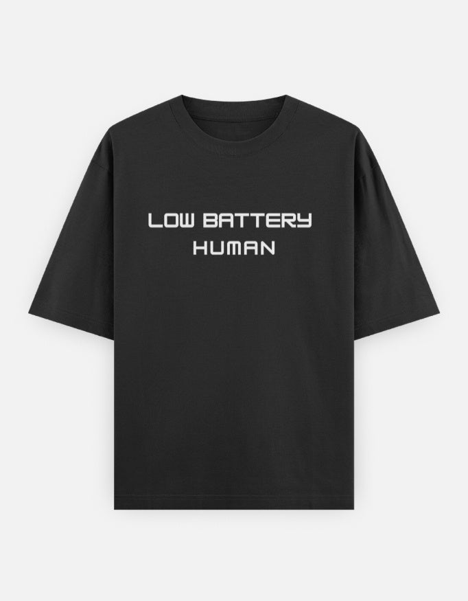Low Battery Human – Minimal Unisex Graphic T-Shirt | Bossy Black
